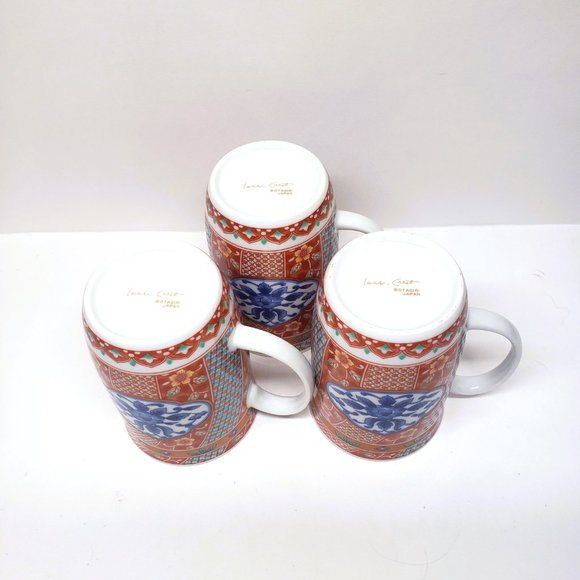 Imari Crest Otagiri Mugs Japan Gold Rim Red Blue Vintage Asian Lot Set x3 - Picture 2 of 12
